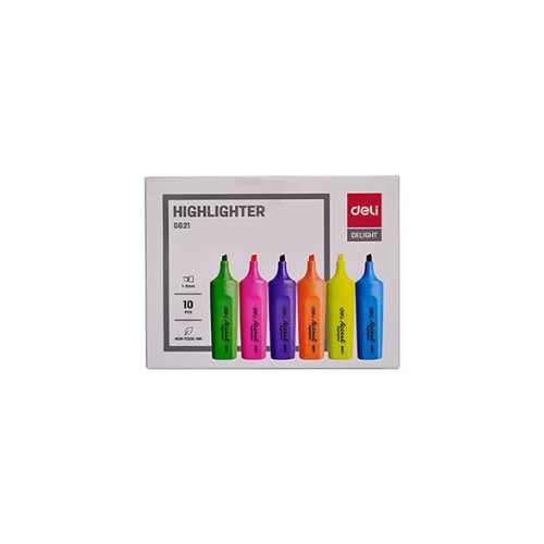 Boîte de 10 Surligneurs Fluorescents Deli – Couleurs Assorties